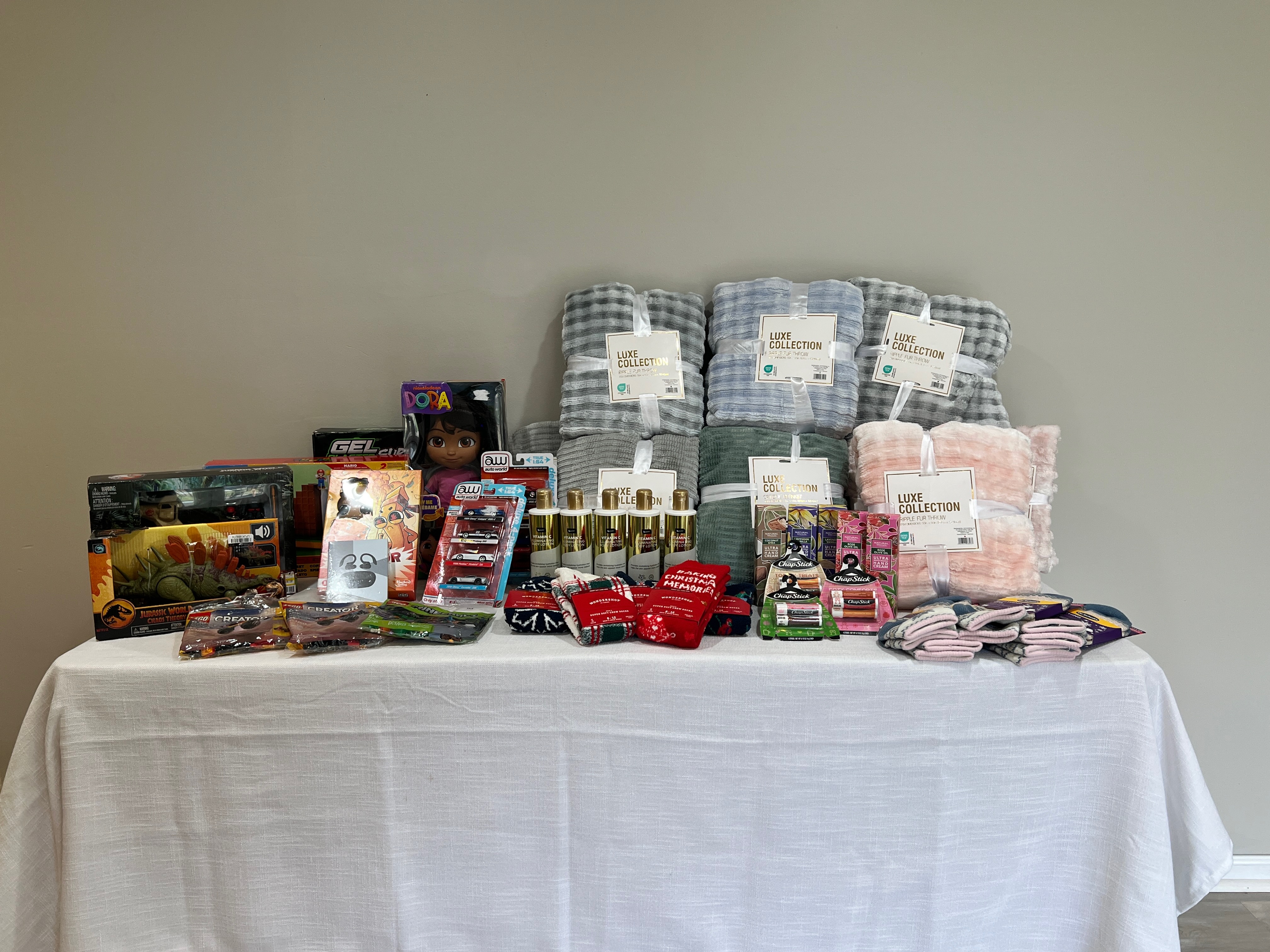 Volunteers sorting basket items