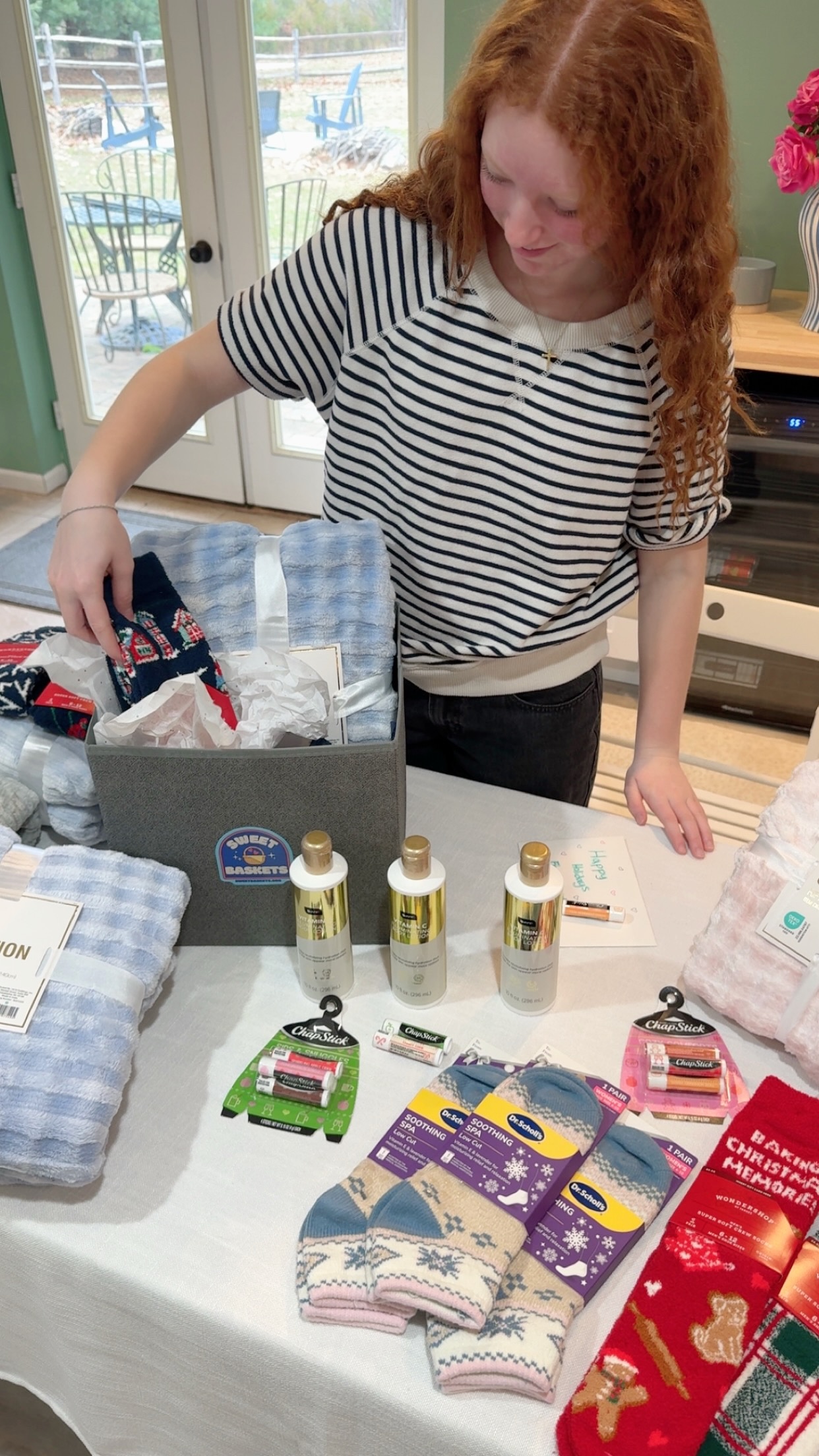 Volunteers organizing supplies